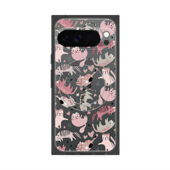 プレミアムスクエアケース with Pixelsnap［ Funny Cats - 02 ］