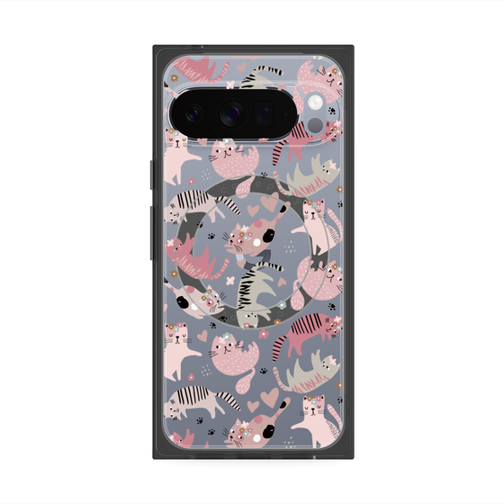 プレミアムスクエアケース with Pixelsnap［ Funny Cats - 02 ］