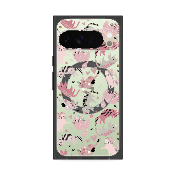 プレミアムスクエアケース with Pixelsnap［ Funny Cats - 02 ］
