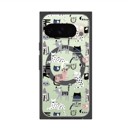 プレミアムスクエアケース with Pixelsnap［ Funny Cats - 03 ］