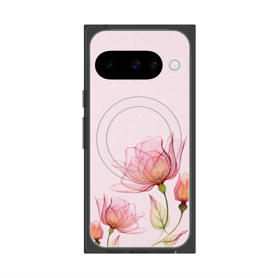 プレミアムスクエアケース with Pixelsnap［ Natural Flower - Pink ］