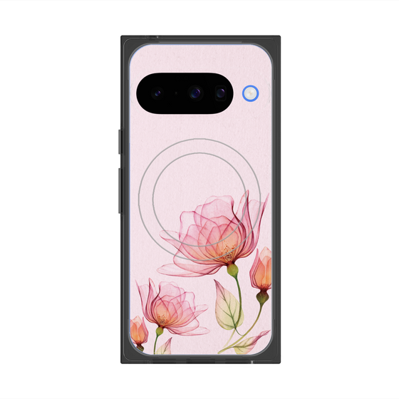 プレミアムスクエアケース with Pixelsnap［ Natural Flower - Pink ］