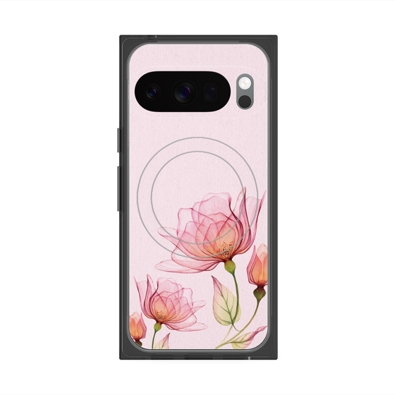 プレミアムスクエアケース with Pixelsnap［ Natural Flower - Pink ］