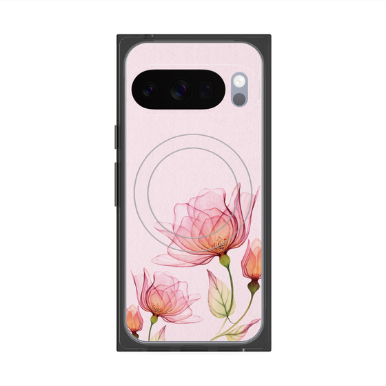 プレミアムスクエアケース with Pixelsnap［ Natural Flower - Pink ］