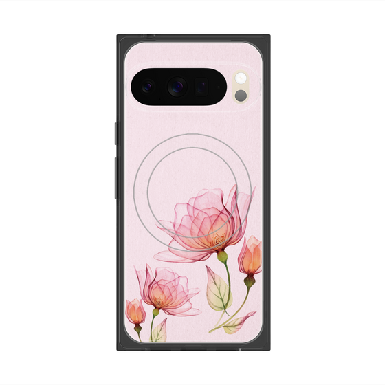 プレミアムスクエアケース with Pixelsnap［ Natural Flower - Pink ］