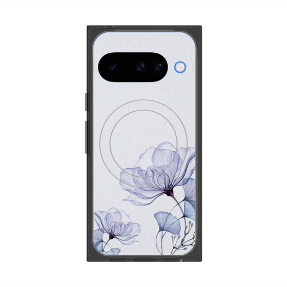 プレミアムスクエアケース with Pixelsnap［ Natural Flower - blue ］