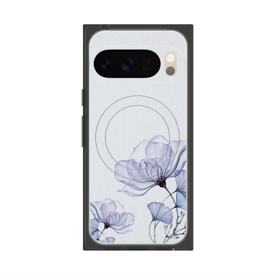 プレミアムスクエアケース with Pixelsnap［ Natural Flower - blue ］