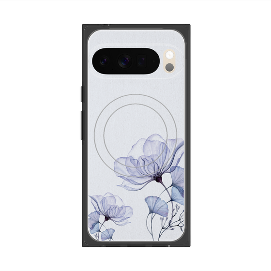 プレミアムスクエアケース with Pixelsnap［ Natural Flower - blue ］