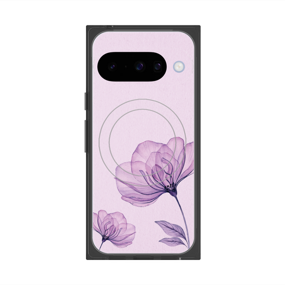 プレミアムスクエアケース with Pixelsnap［ Natural Flower - Purple ］
