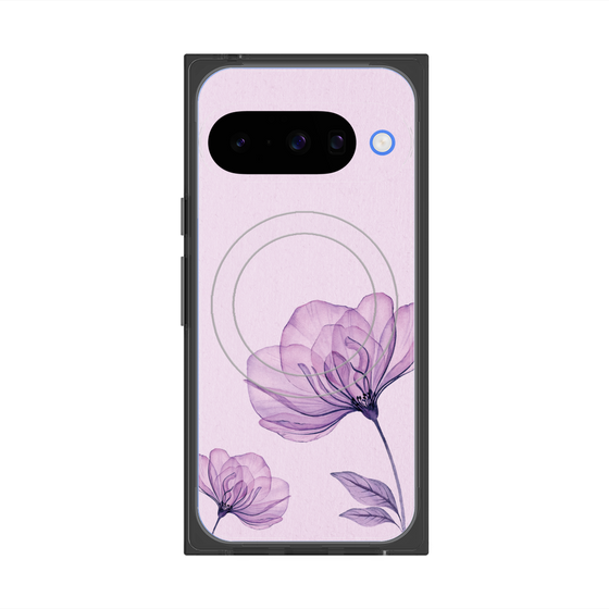 プレミアムスクエアケース with Pixelsnap［ Natural Flower - Purple ］