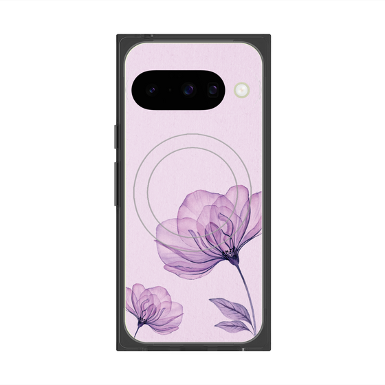 プレミアムスクエアケース with Pixelsnap［ Natural Flower - Purple ］