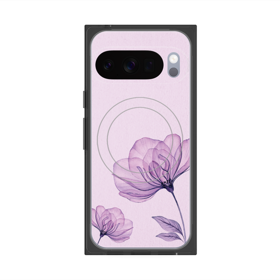 プレミアムスクエアケース with Pixelsnap［ Natural Flower - Purple ］