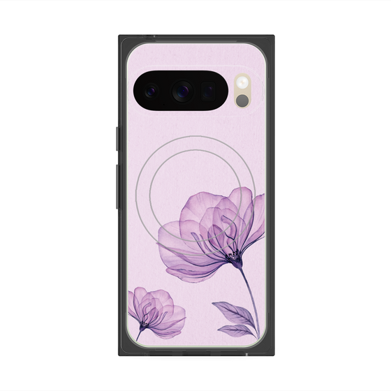 プレミアムスクエアケース with Pixelsnap［ Natural Flower - Purple ］