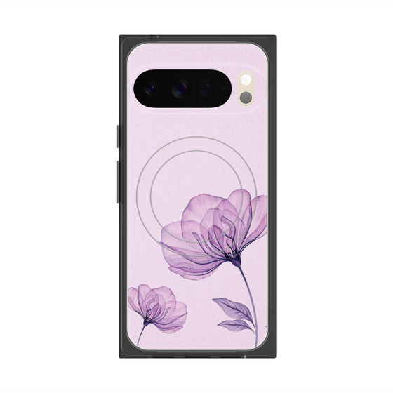 プレミアムスクエアケース with Pixelsnap［ Natural Flower - Purple ］