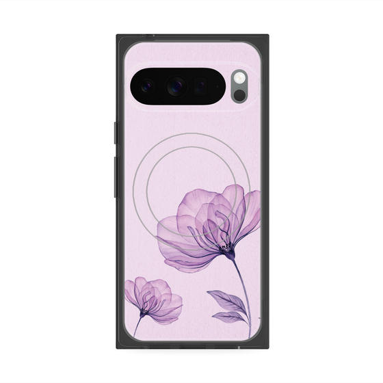 プレミアムスクエアケース with Pixelsnap［ Natural Flower - Purple ］