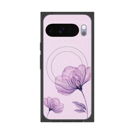 プレミアムスクエアケース with Pixelsnap［ Natural Flower - Purple ］