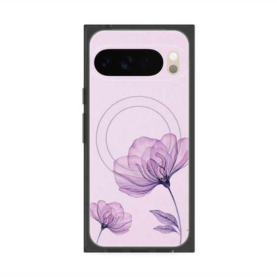 プレミアムスクエアケース with Pixelsnap［ Natural Flower - Purple ］