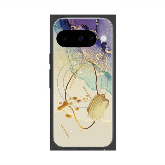 プレミアムスクエアケース with Pixelsnap［ Marble Nuance Painting Purple ］