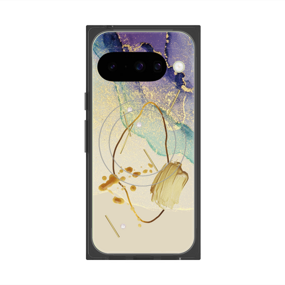 プレミアムスクエアケース with Pixelsnap［ Marble Nuance Painting Purple ］