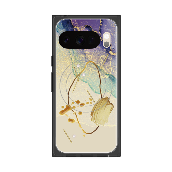 プレミアムスクエアケース with Pixelsnap［ Marble Nuance Painting Purple ］