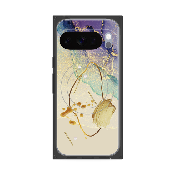 プレミアムスクエアケース with Pixelsnap［ Marble Nuance Painting Purple ］