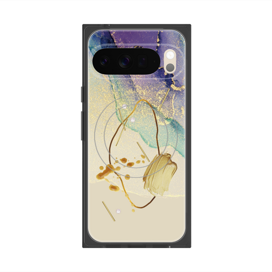 プレミアムスクエアケース with Pixelsnap［ Marble Nuance Painting Purple ］