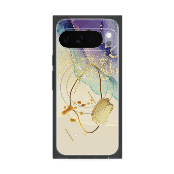 プレミアムスクエアケース with Pixelsnap［ Marble Nuance Painting Purple ］