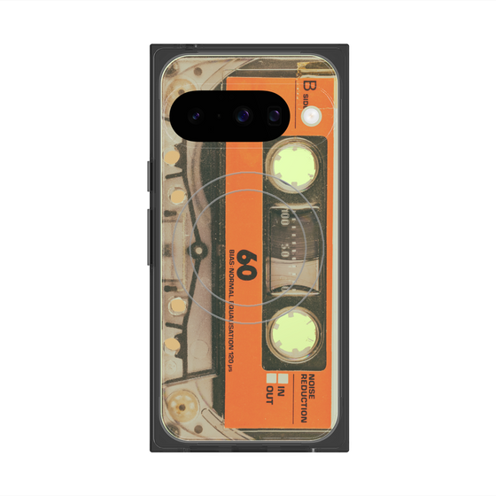 プレミアムスクエアケース with Pixelsnap［ RETORO CASSETTE TAPE - Skeleton Orange ］
