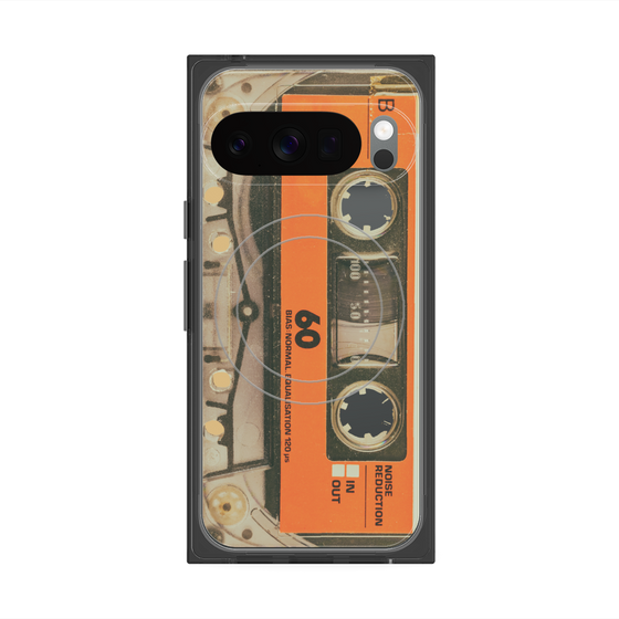 プレミアムスクエアケース with Pixelsnap［ RETORO CASSETTE TAPE - Skeleton Orange ］