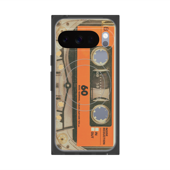 プレミアムスクエアケース with Pixelsnap［ RETORO CASSETTE TAPE - Skeleton Orange ］
