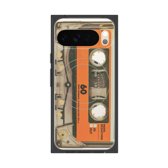 プレミアムスクエアケース with Pixelsnap［ RETORO CASSETTE TAPE - Skeleton Orange ］