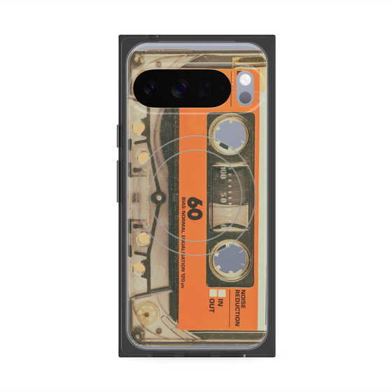 プレミアムスクエアケース with Pixelsnap［ RETORO CASSETTE TAPE - Skeleton Orange ］