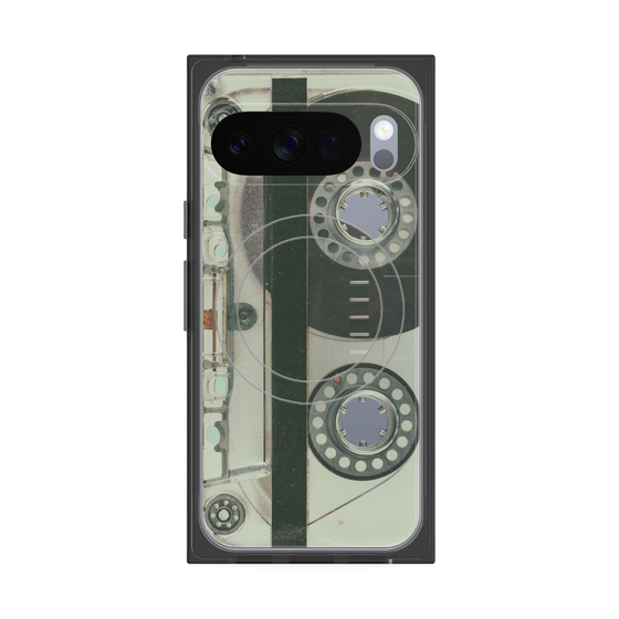 プレミアムスクエアケース with Pixelsnap［ RETORO CASSETTE TAPE - Skeleton Blue ］