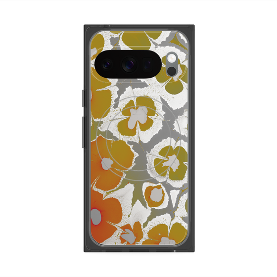 プレミアムスクエアケース with Pixelsnap［ y2k(Year2000) - Flower - Yellow Gray ］