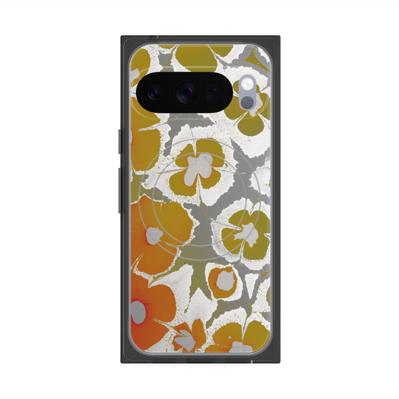 プレミアムスクエアケース with Pixelsnap［ y2k(Year2000) - Flower - Yellow Gray ］