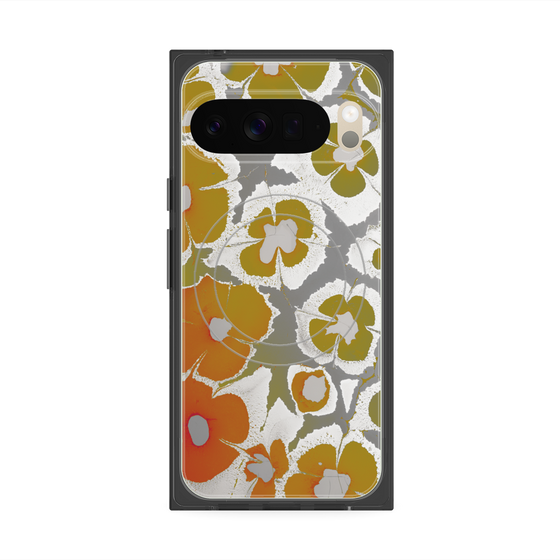 プレミアムスクエアケース with Pixelsnap［ y2k(Year2000) - Flower - Yellow Gray ］
