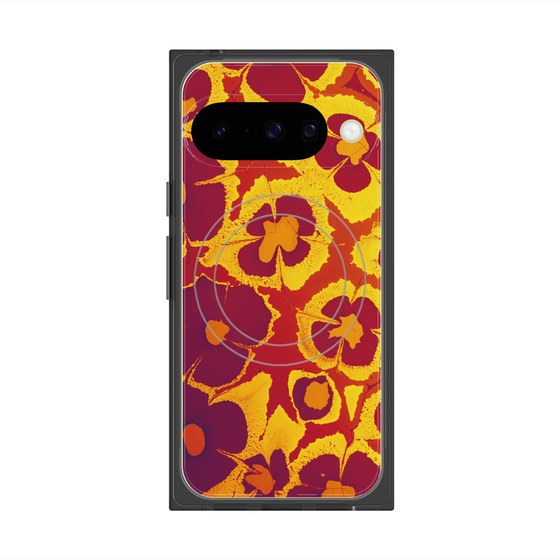 プレミアムスクエアケース with Pixelsnap［ y2k(Year2000) - Flower - Orange purple ］