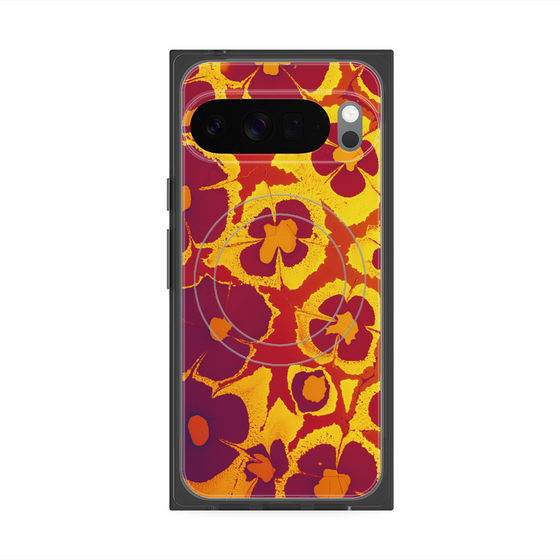 プレミアムスクエアケース with Pixelsnap［ y2k(Year2000) - Flower - Orange purple ］