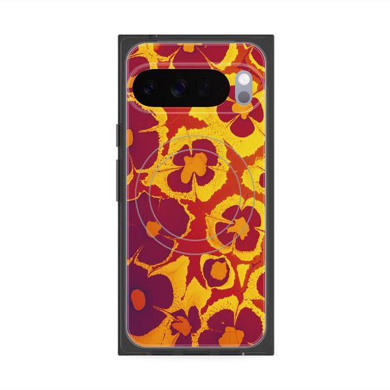 プレミアムスクエアケース with Pixelsnap［ y2k(Year2000) - Flower - Orange purple ］