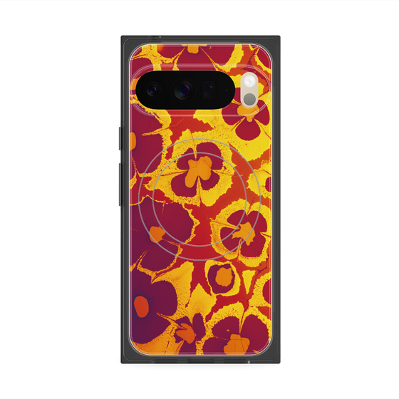 プレミアムスクエアケース with Pixelsnap［ y2k(Year2000) - Flower - Orange purple ］