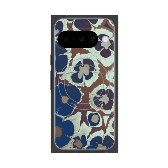 プレミアムスクエアケース with Pixelsnap［ y2k(Year2000) - Flower - Brown Navy ］