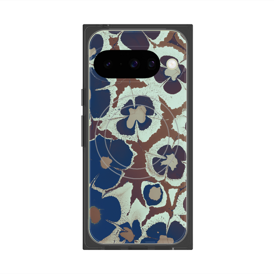 プレミアムスクエアケース with Pixelsnap［ y2k(Year2000) - Flower - Brown Navy ］