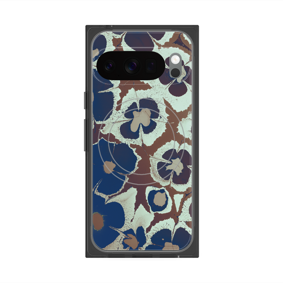 プレミアムスクエアケース with Pixelsnap［ y2k(Year2000) - Flower - Brown Navy ］