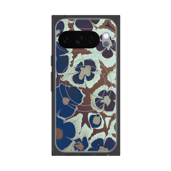 プレミアムスクエアケース with Pixelsnap［ y2k(Year2000) - Flower - Brown Navy ］