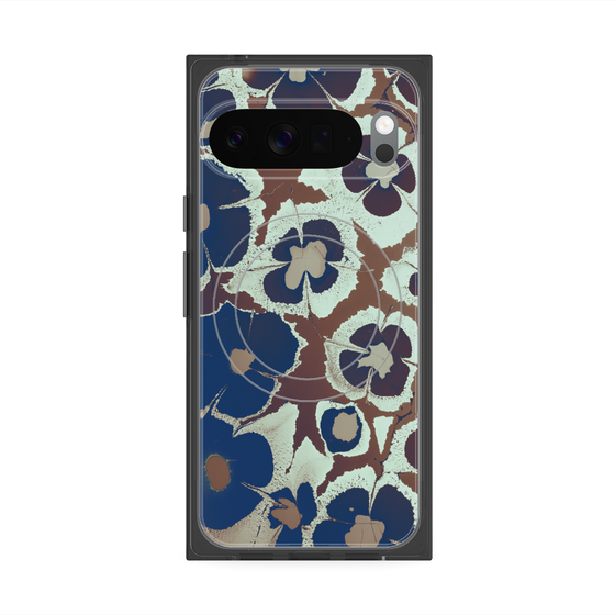 プレミアムスクエアケース with Pixelsnap［ y2k(Year2000) - Flower - Brown Navy ］