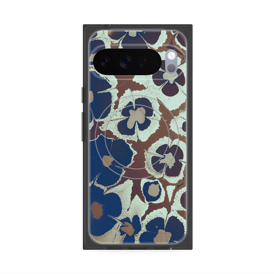 プレミアムスクエアケース with Pixelsnap［ y2k(Year2000) - Flower - Brown Navy ］