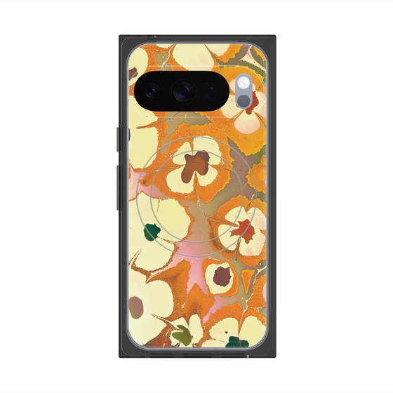 プレミアムスクエアケース with Pixelsnap［ y2k(Year2000) - Flower - Orange Pink ］