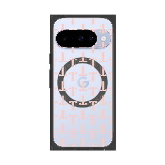 プレミアムスクエアケース with Pixelsnap［ LANVIN en Bleu - Monogram - Pink ］