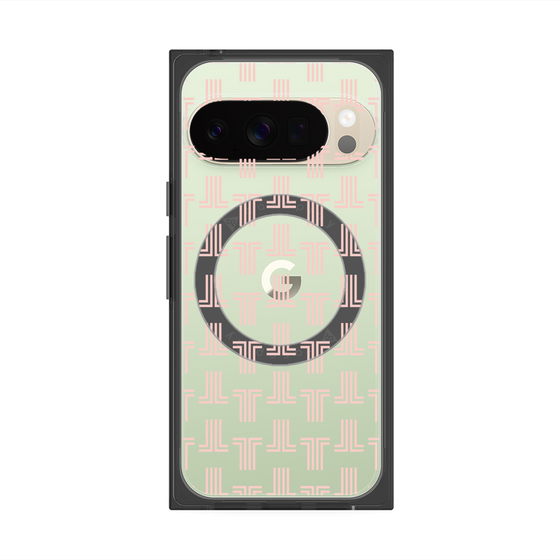 プレミアムスクエアケース with Pixelsnap［ LANVIN en Bleu - Monogram - Pink ］