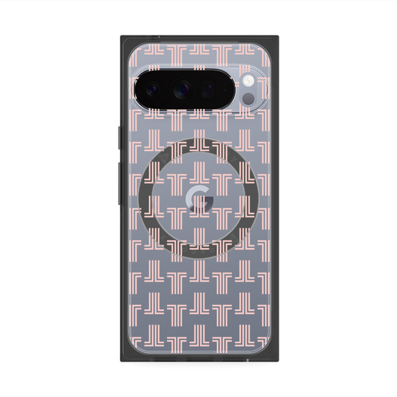 プレミアムスクエアケース with Pixelsnap［ LANVIN en Bleu - Monogram - Pink ］